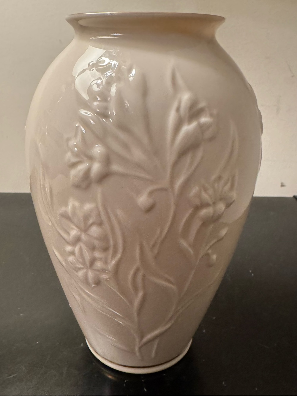 Lenox Cream Embossed Floral Porcelain Vase